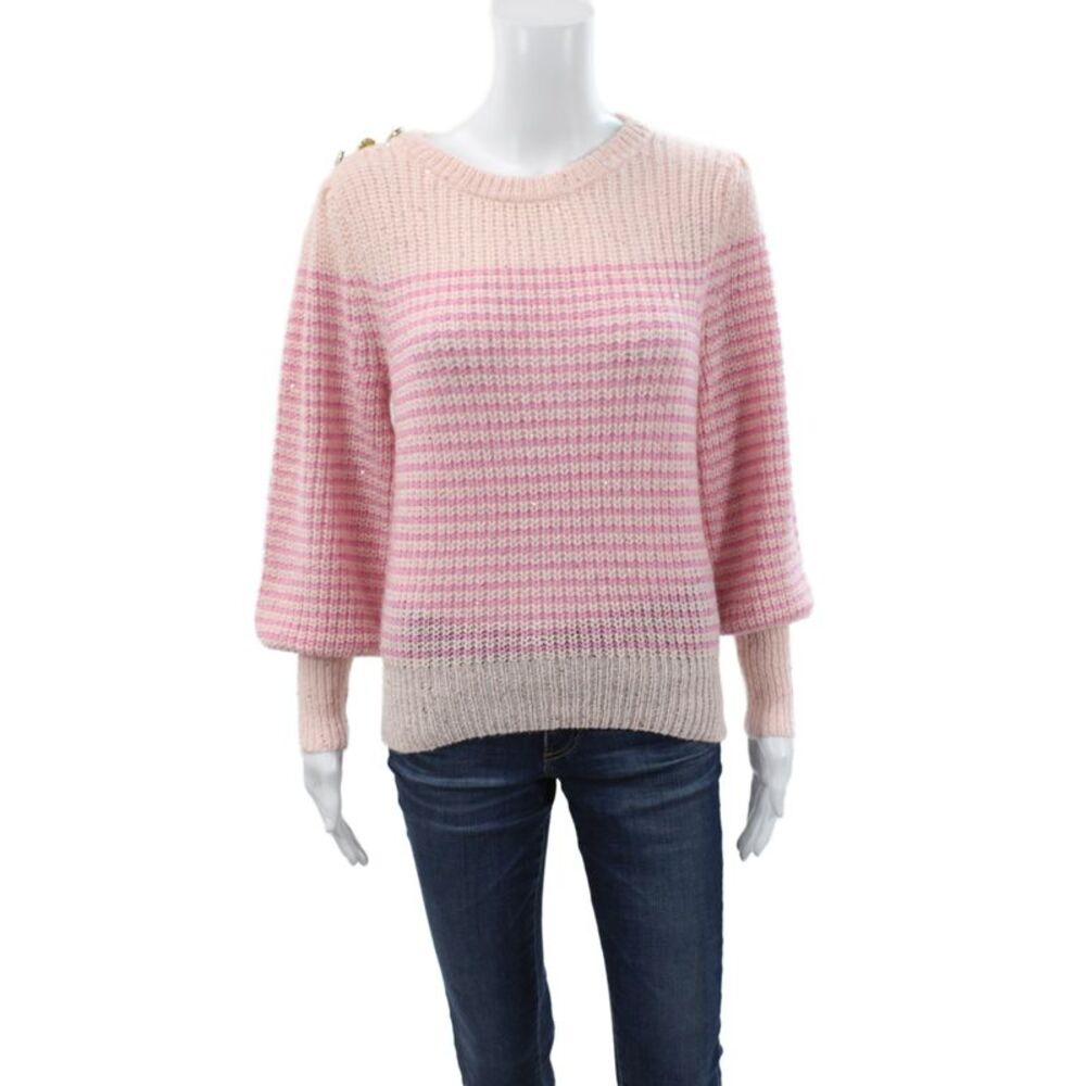 Lily Pulitzer Women Pink Striped Crew Neck Pullover Sweater Long Sleeve Size XS